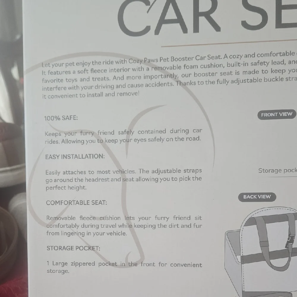 Gray Pet Booster Car Seat